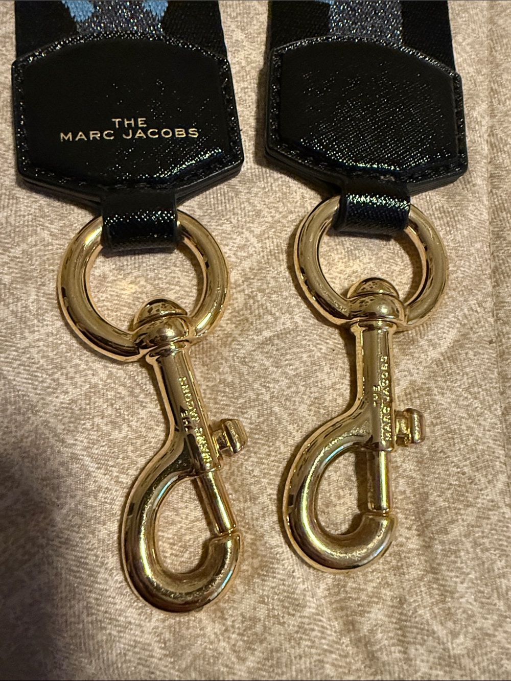 Marc Jacobs Black Strap with Light Blue Logo Text - Picture 3 of 5